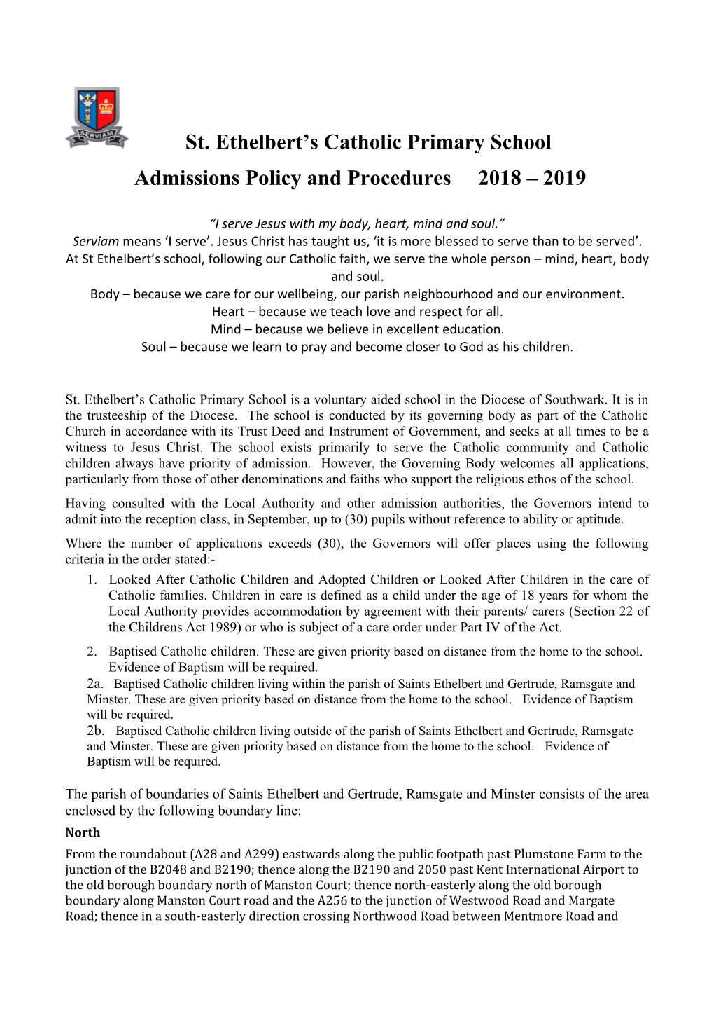 Admissions Policy and Procedures 2018 2019