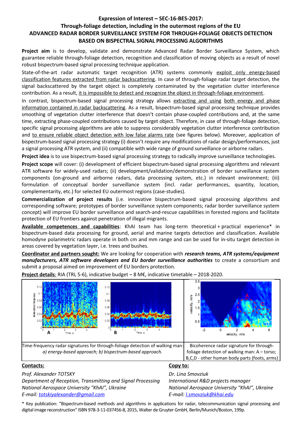 Expression of Interest SEC-16-BES-2017: Through-Foliage Detection, Including in the Outermost