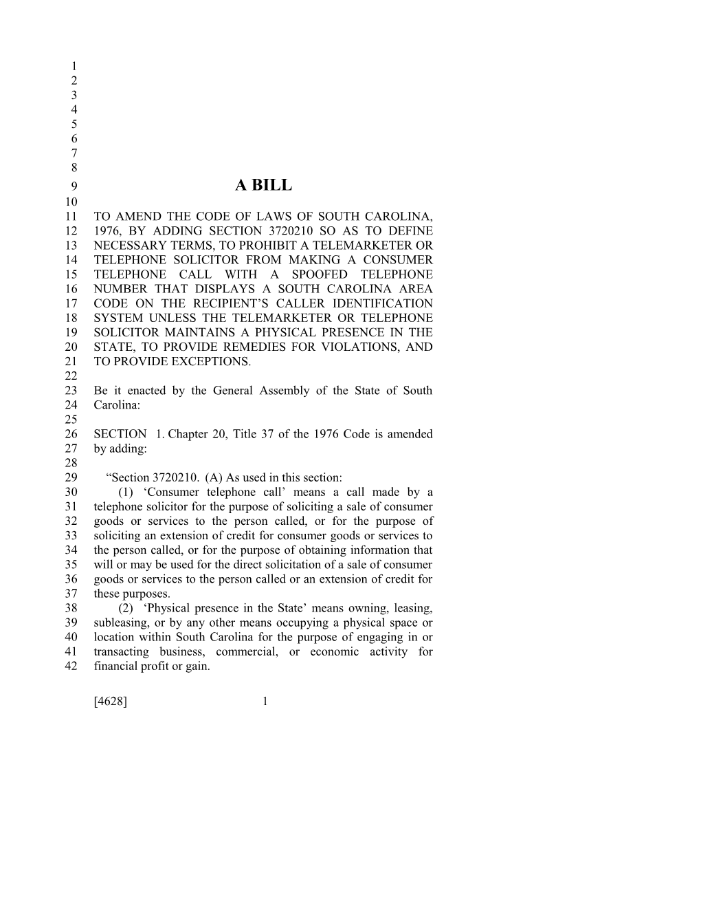 2017-2018 Bill 4628 Text of Previous Version (Jan. 16, 2018) - South Carolina Legislature Online