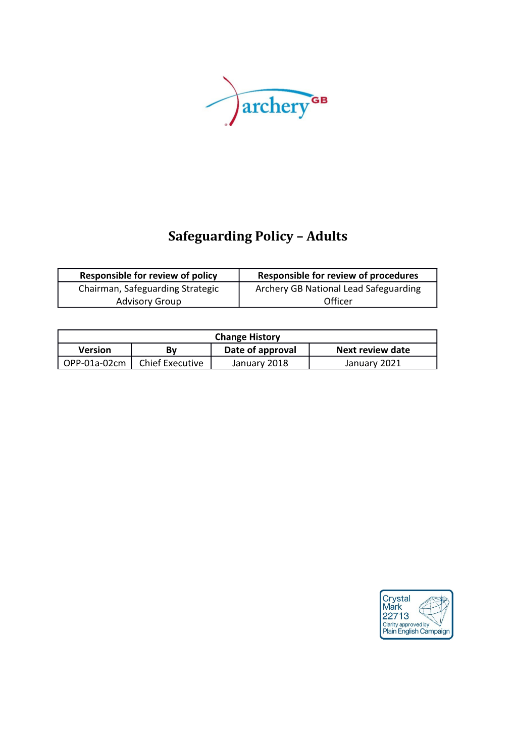 Archery GB Safeguarding Adults Policy