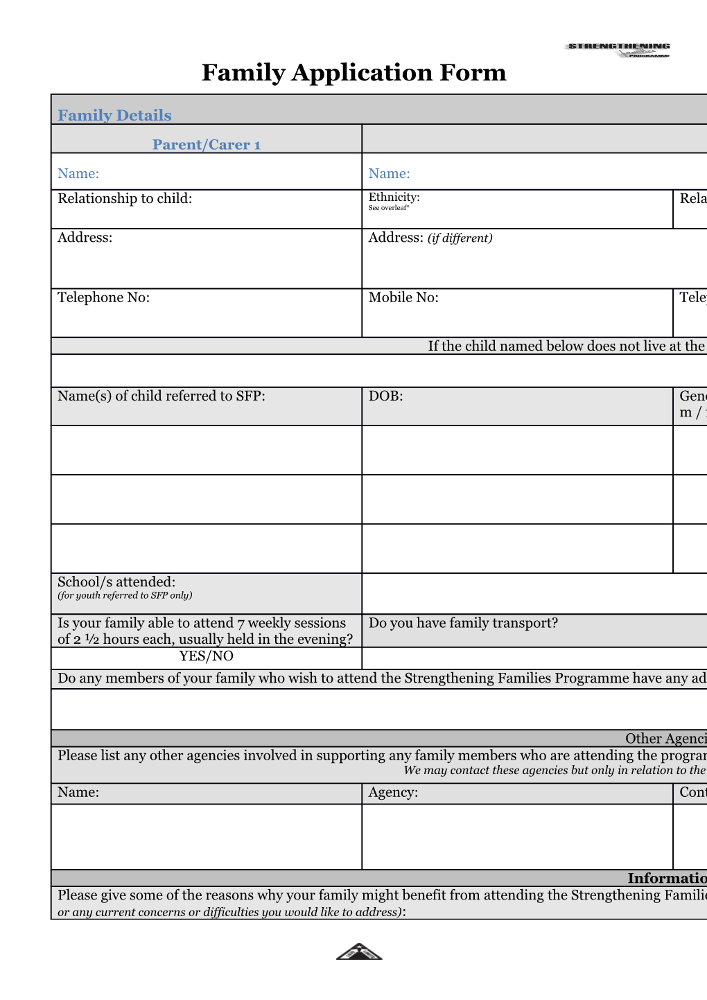 Family Application Form