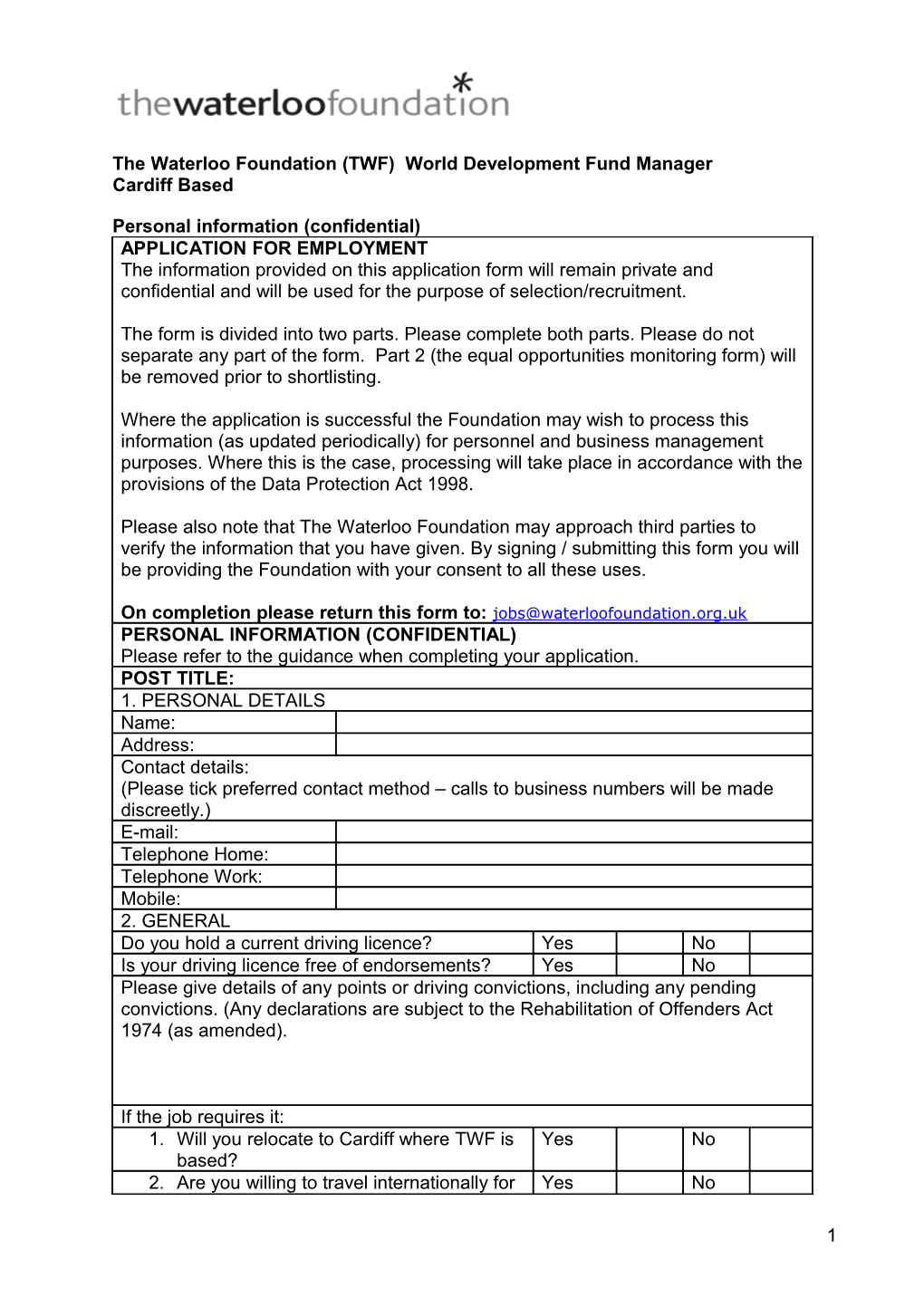 Application Form for External Applicants