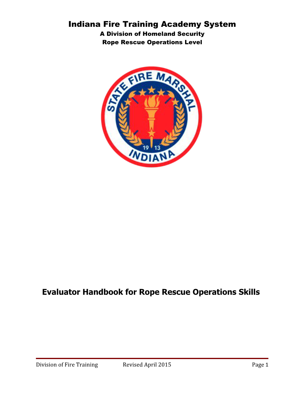 Evaluator Handbook for Rope Rescue Operations Skills