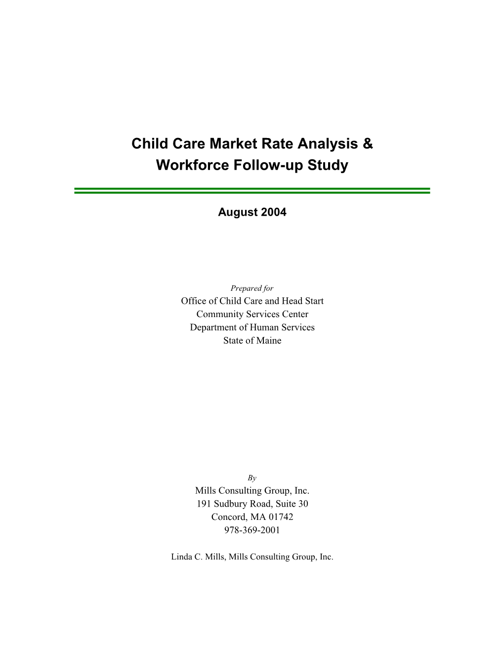 Results of Survey of Family Child Care Providers