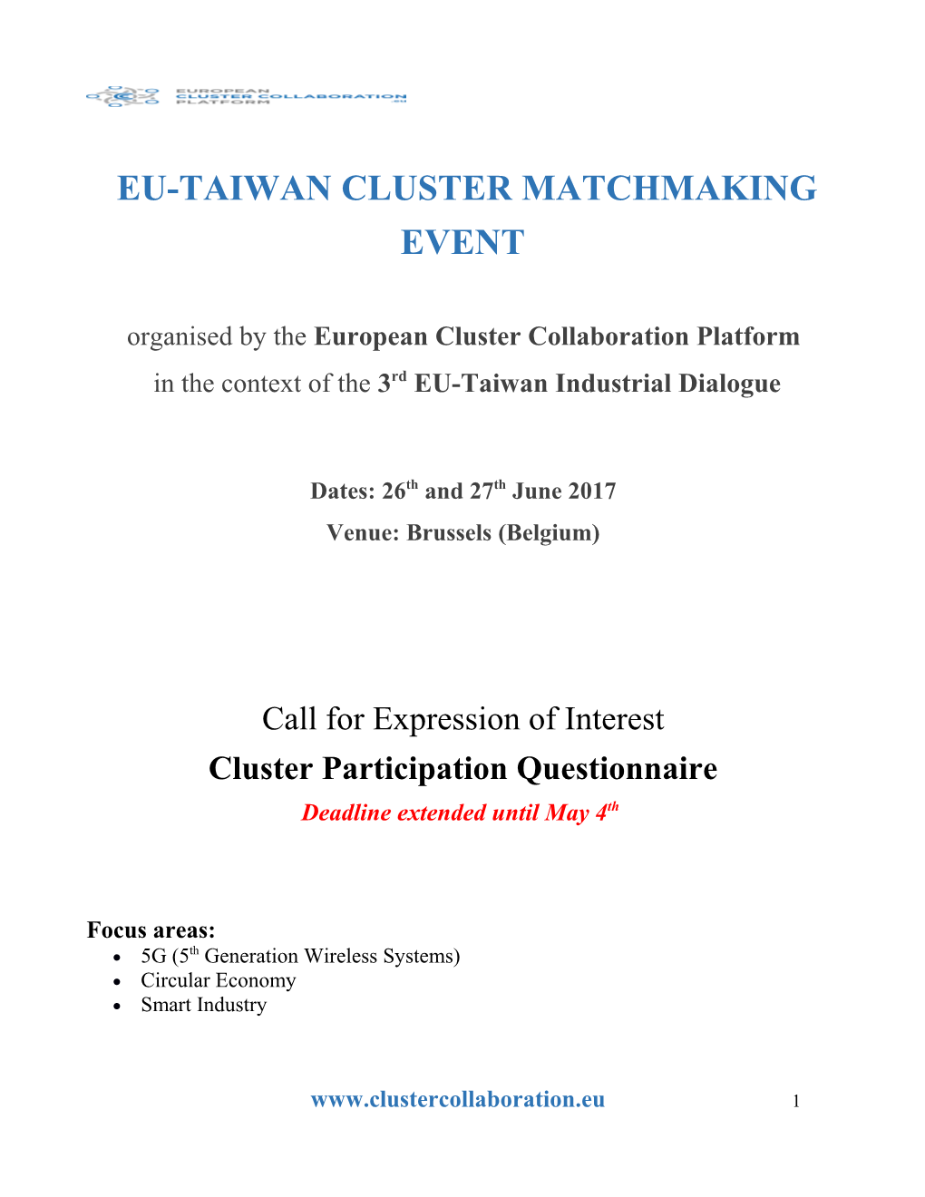 Eu-Taiwan Cluster Matchmaking Event