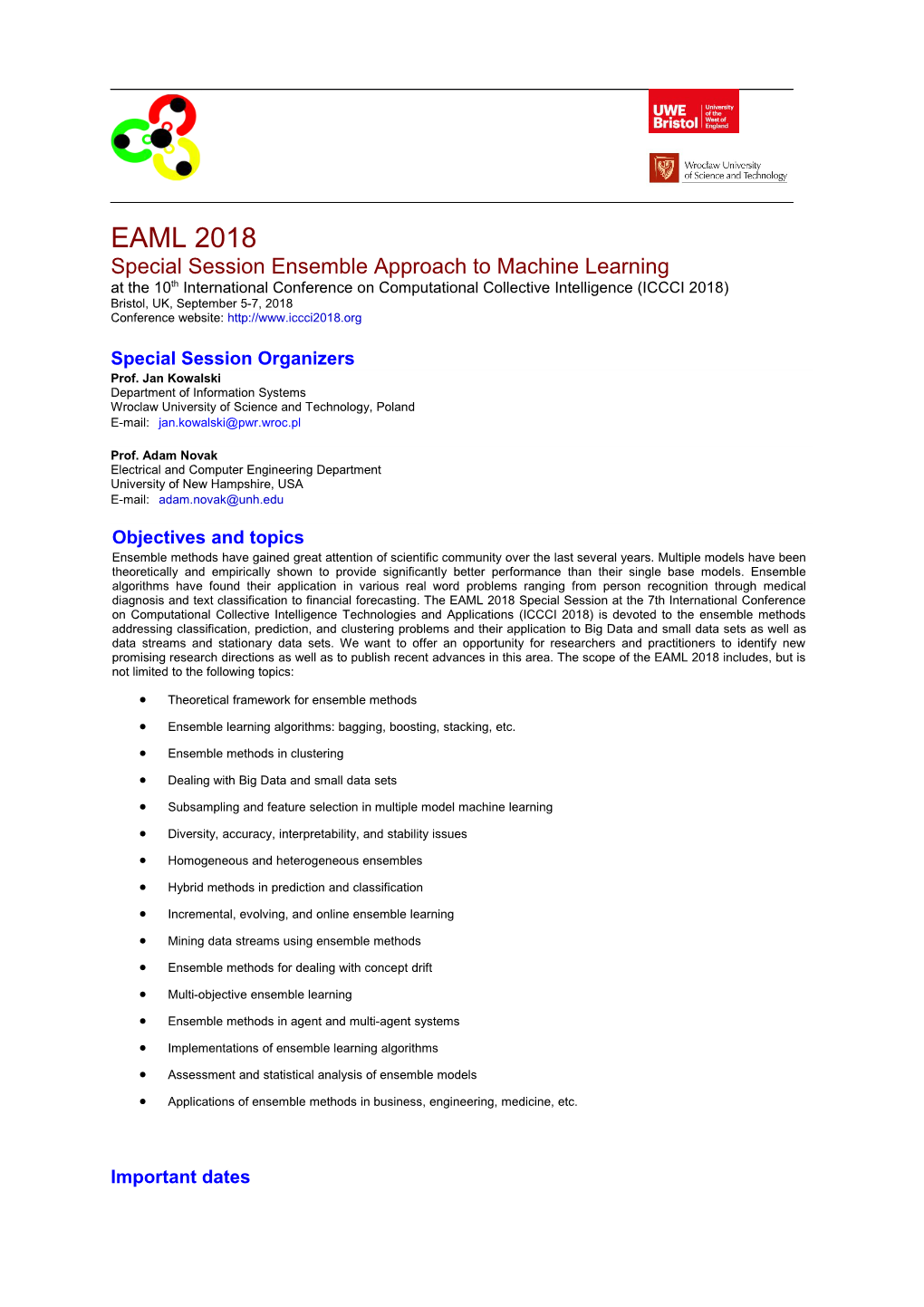 Special Session Ensemble Approach to Machine Learning