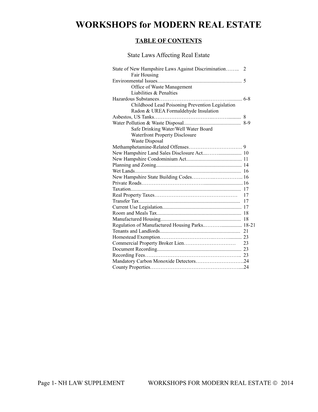 State of New Hampshire Laws Against Discrimination