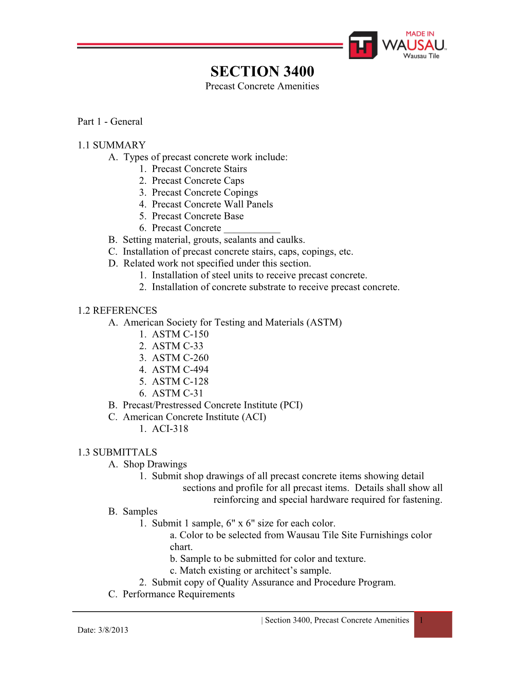 A. Types of Precast Concrete Work Include