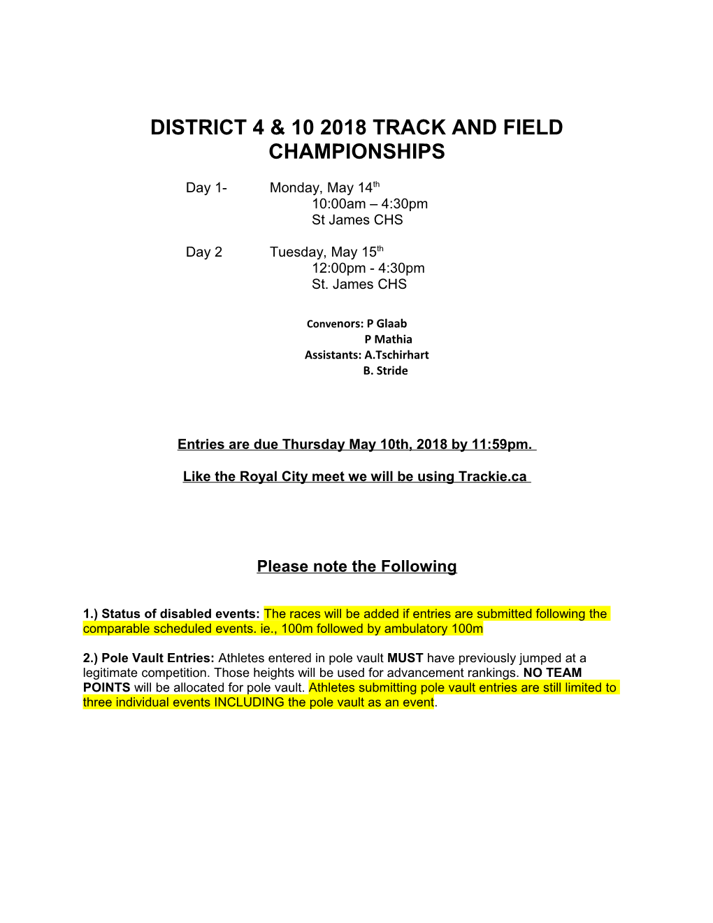 District 4 & 102018 Track and Field