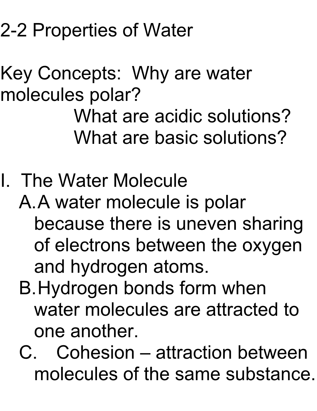 2-2 Properties of Water