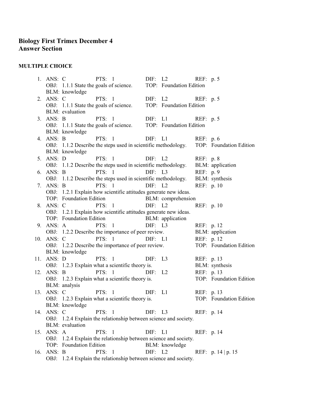 Biology First Trimex December 4