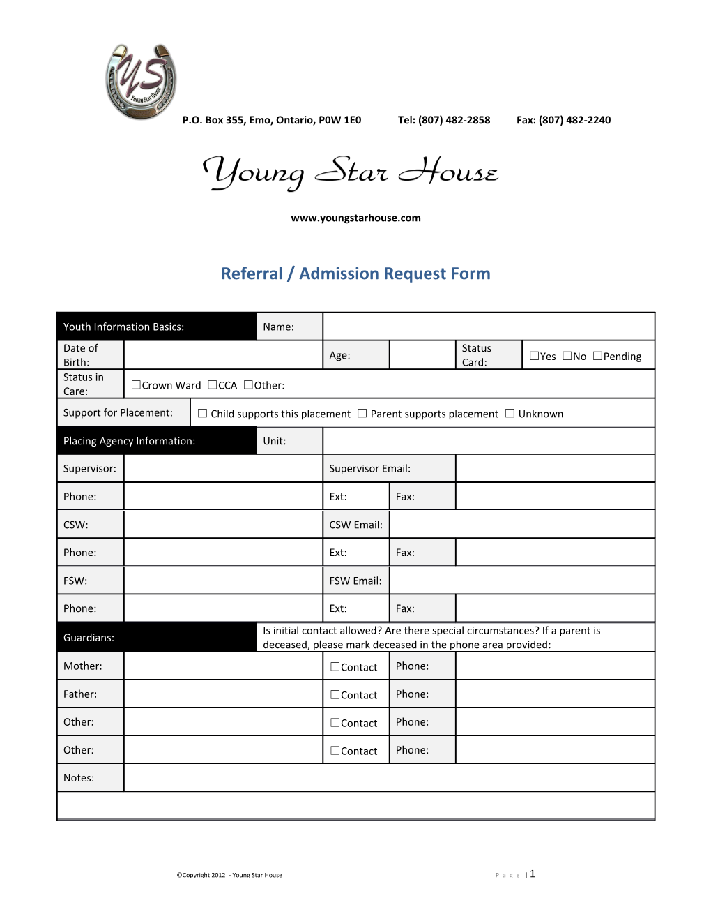 Referral / Admissionrequest Form