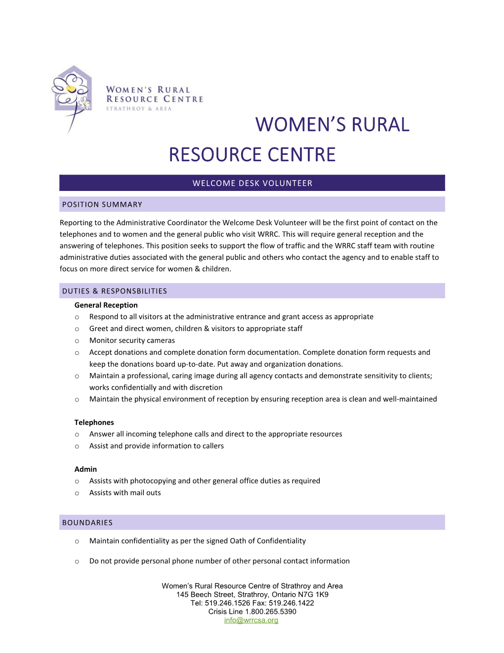Women S Rural Resource Centre