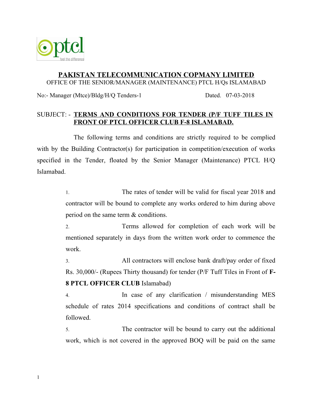 Pakistan Telecommunication Copmany Limited