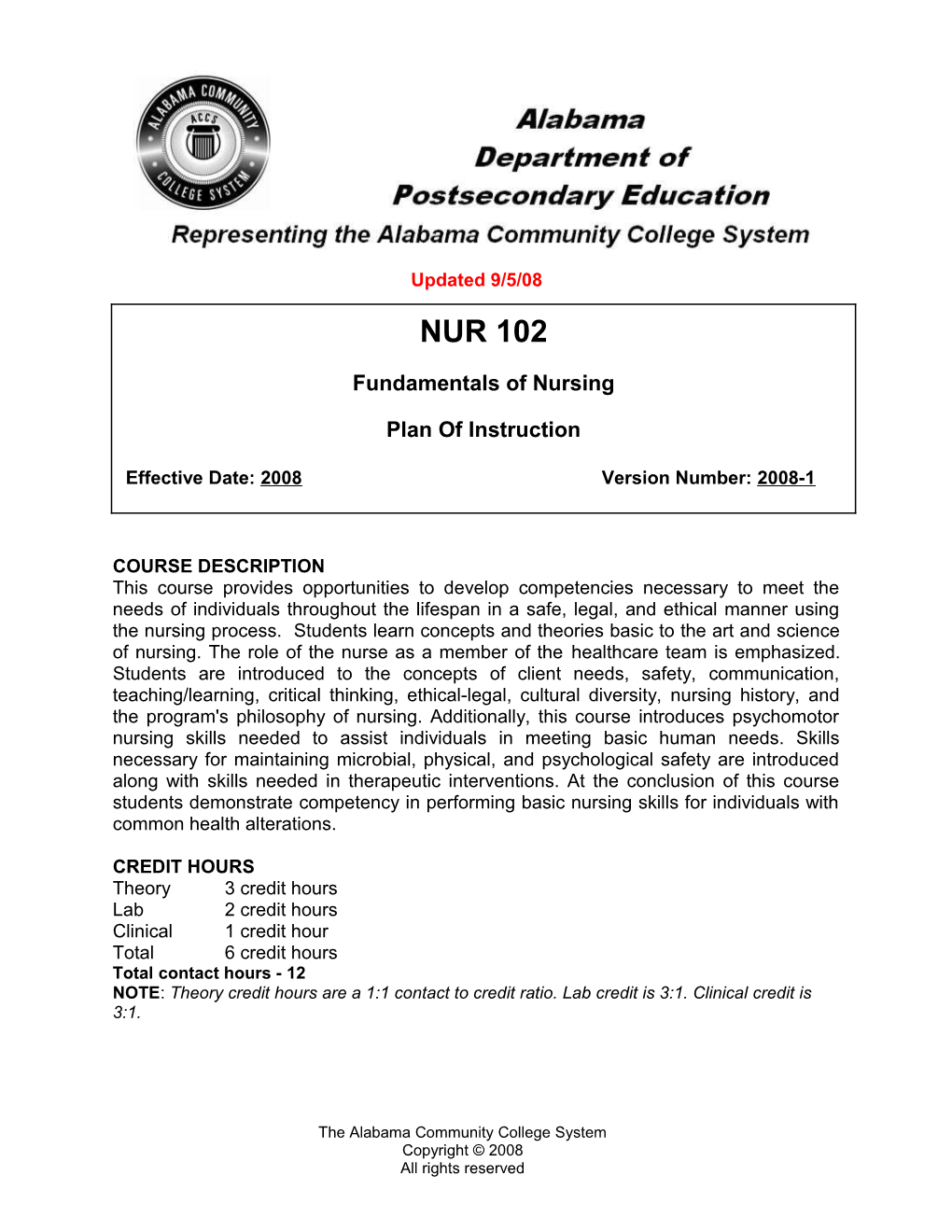 NUR102 - Fundamentals of Nursing