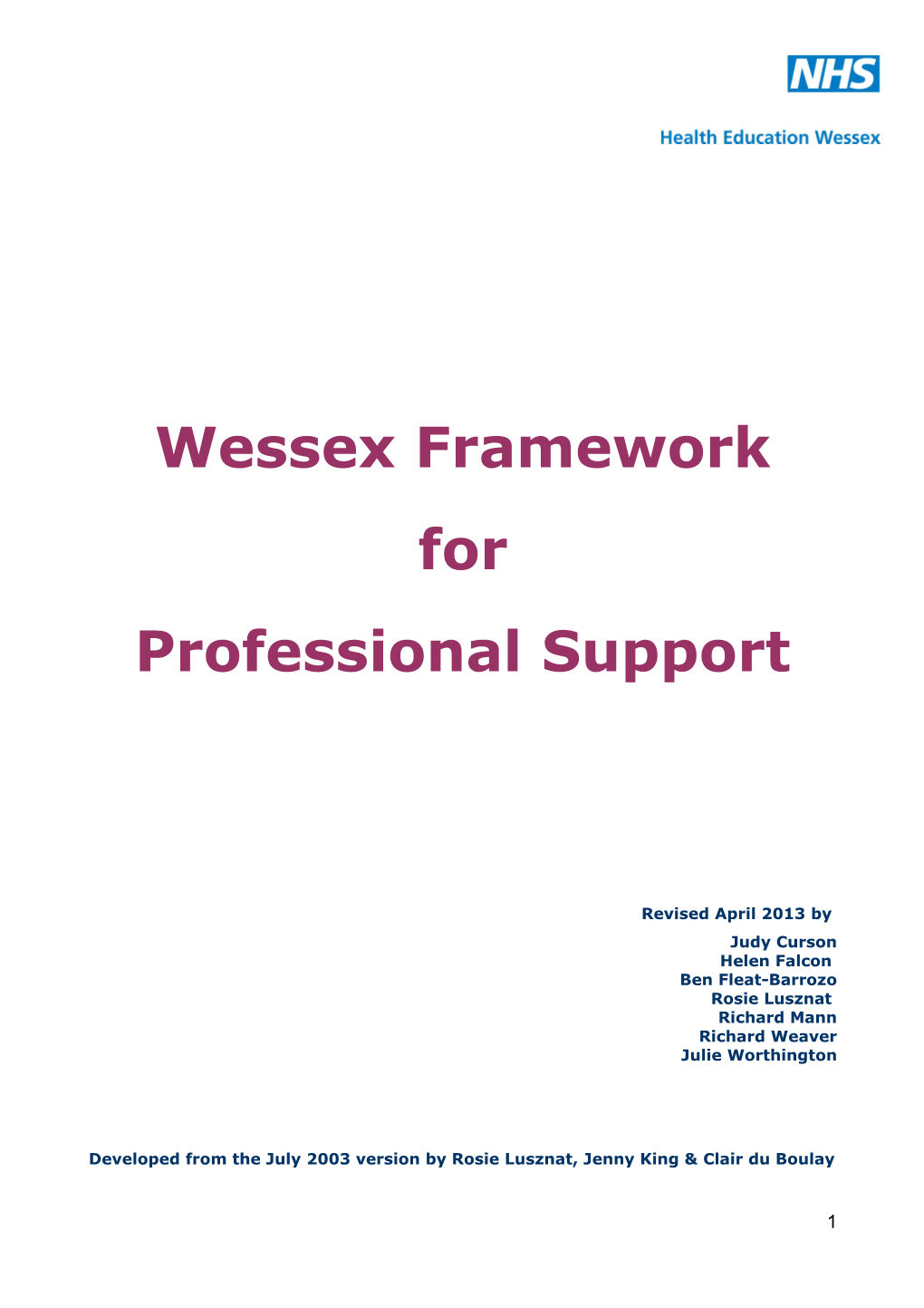 Wessex Framework