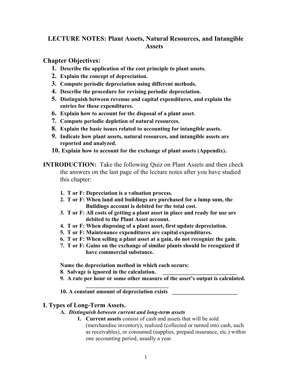 Chapter 16 Accounting for Plant Assets and Depreciation