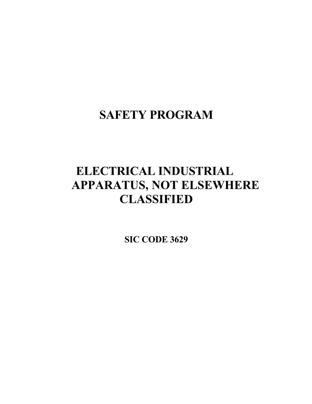 Electrical Industrial Apparatus Safety Program