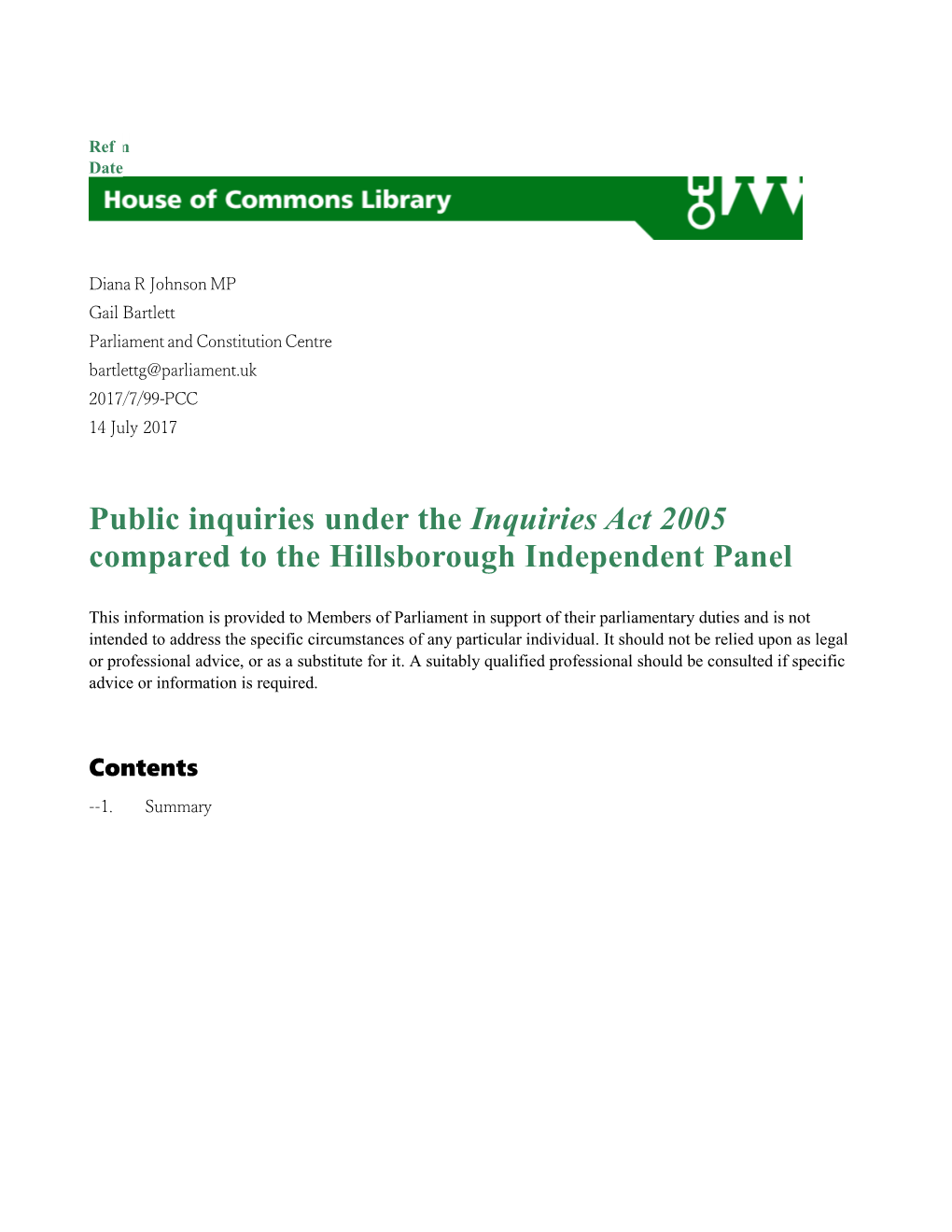 1.1Differences Between Inquiries and the Hillsborough Independent Panel