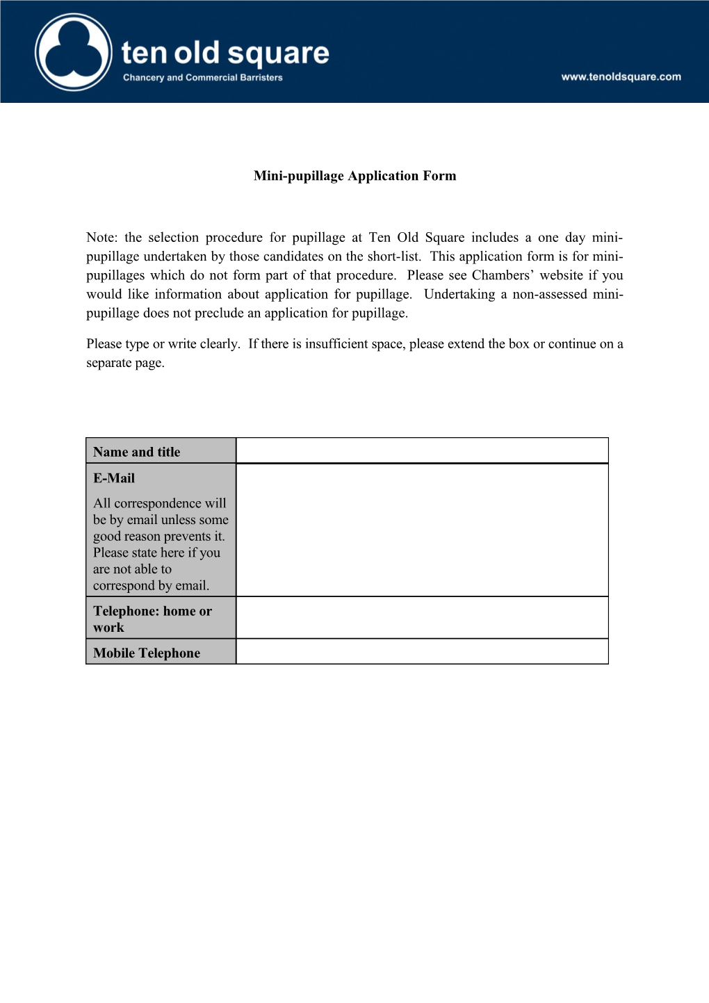 Pupillage Application Form