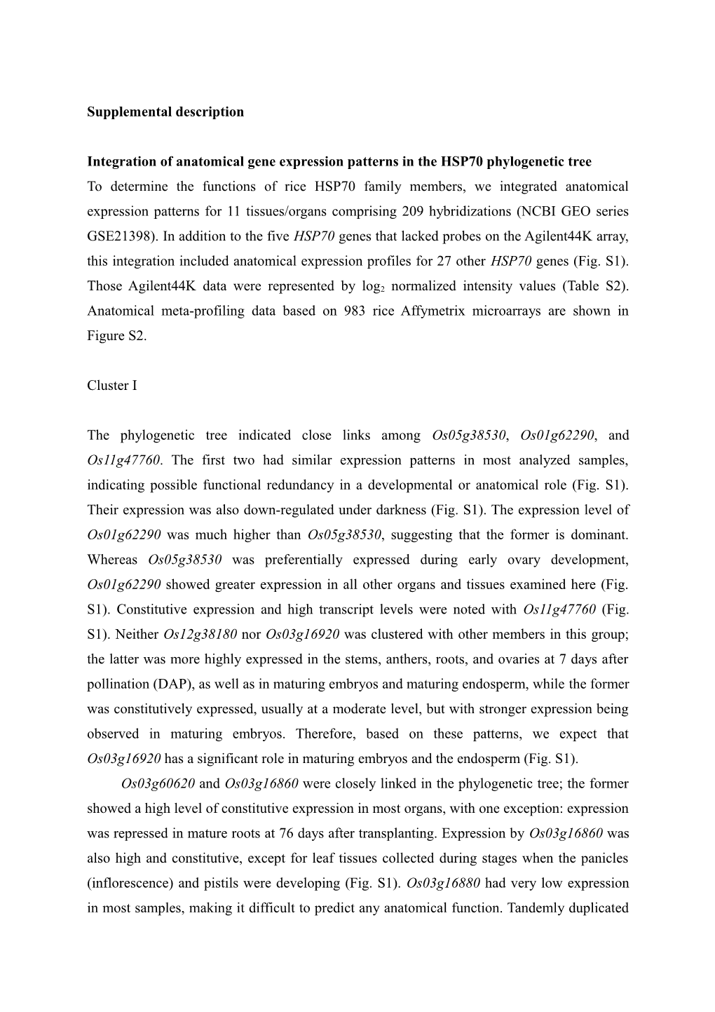 Integration of Anatomical Gene Expression Patterns in the HSP70 Phylogenetic Tree