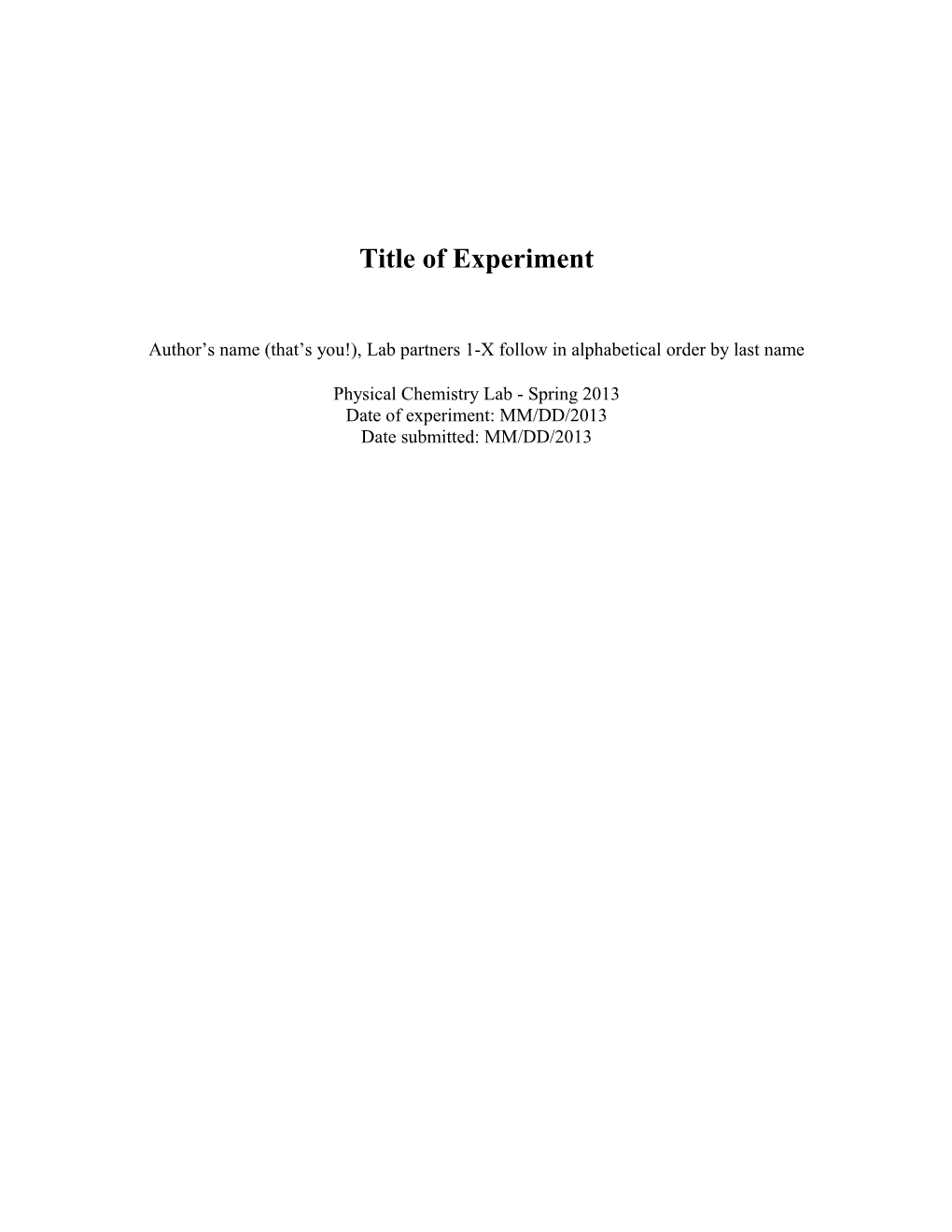 Title of Experiment
