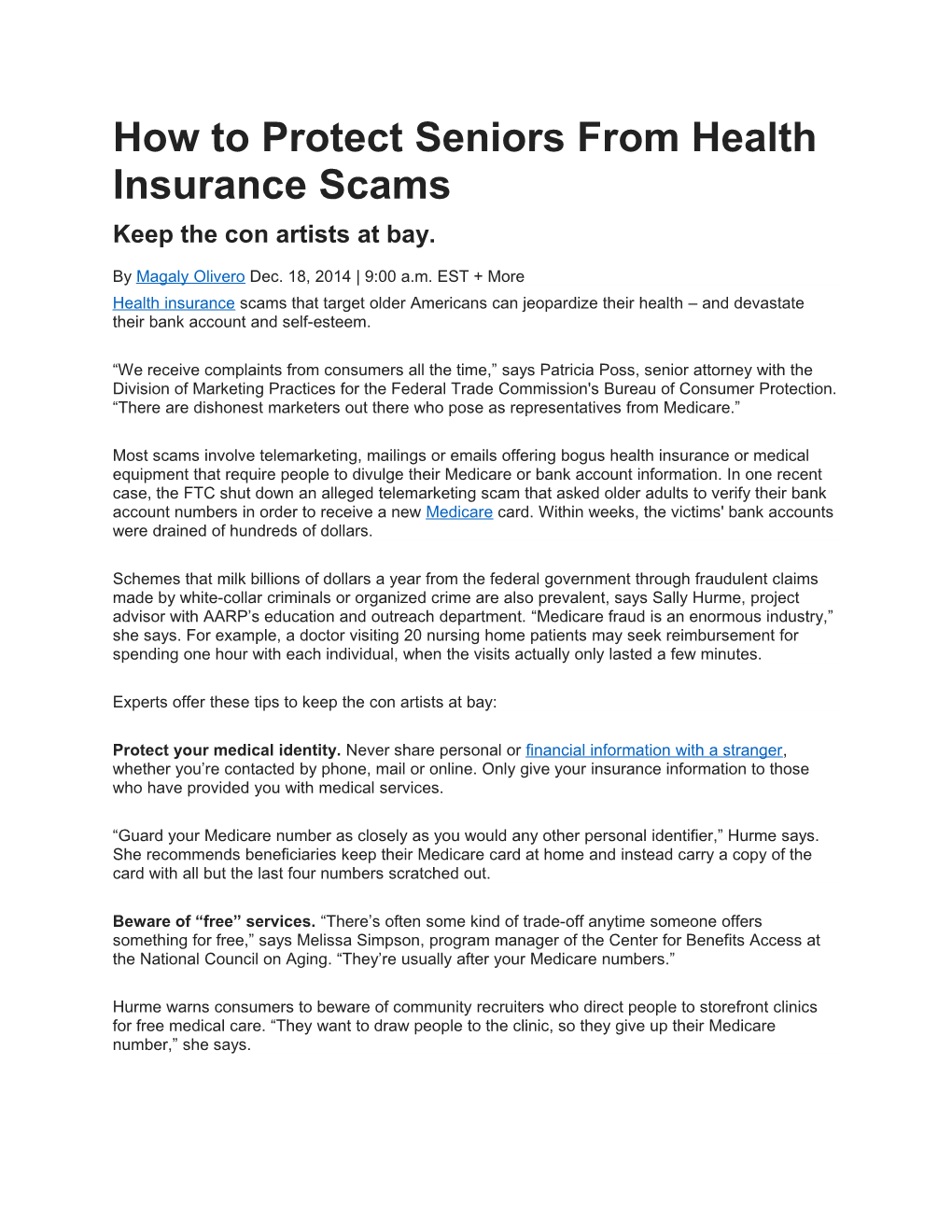 How to Protect Seniors from Health Insurance Scams