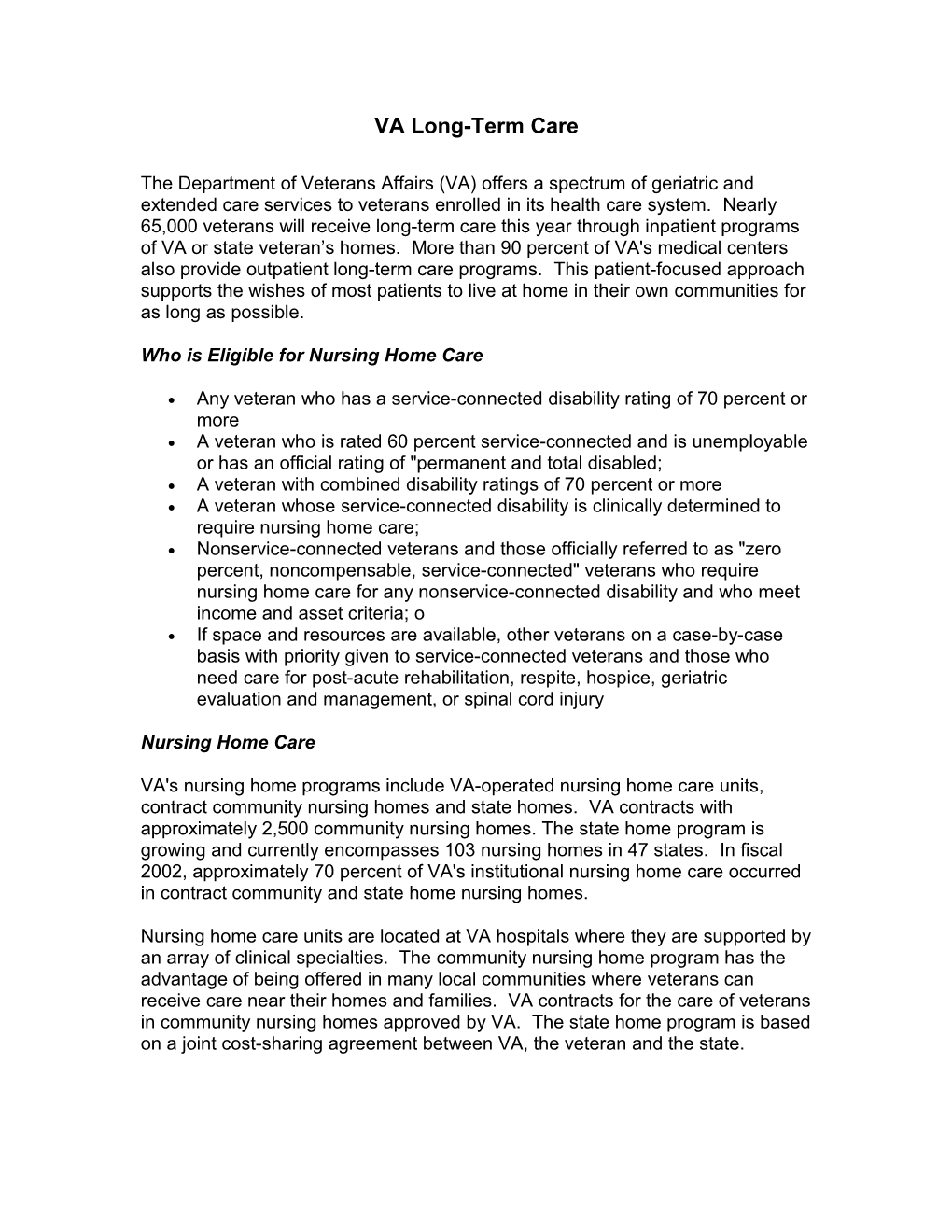 Who Is Eligible for Nursing Home Care