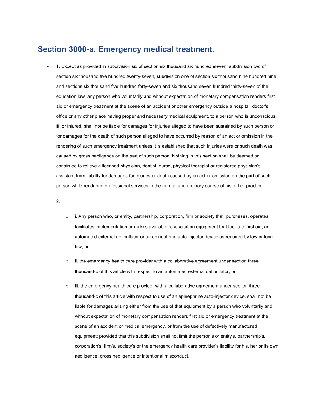 Section 3000-A. Emergency Medical Treatment