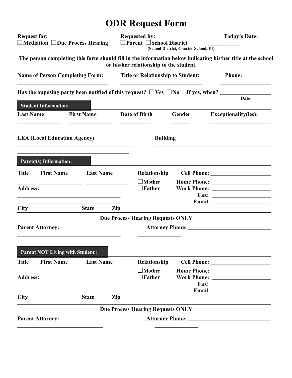 ODR Request Form