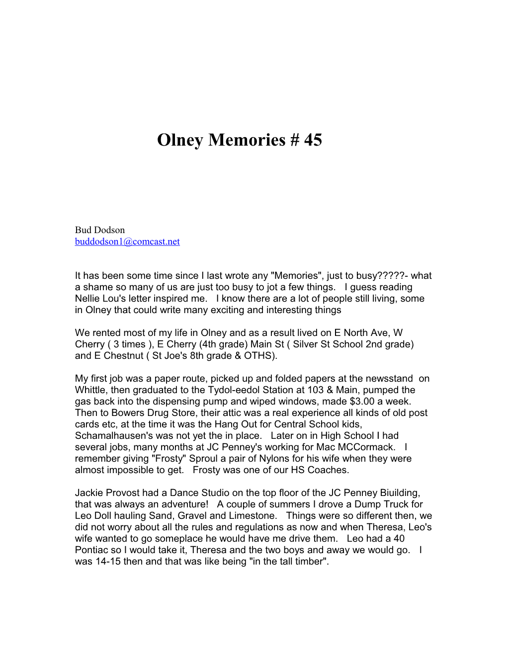 Olney Memories # 45