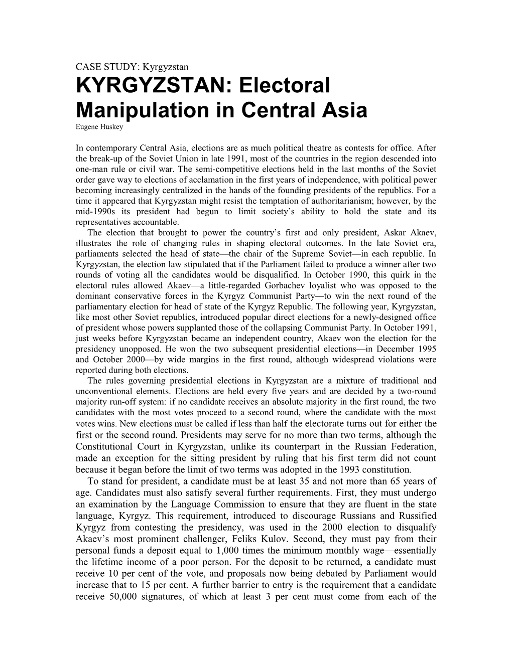 CASE STUDY: Kyrgyzstan