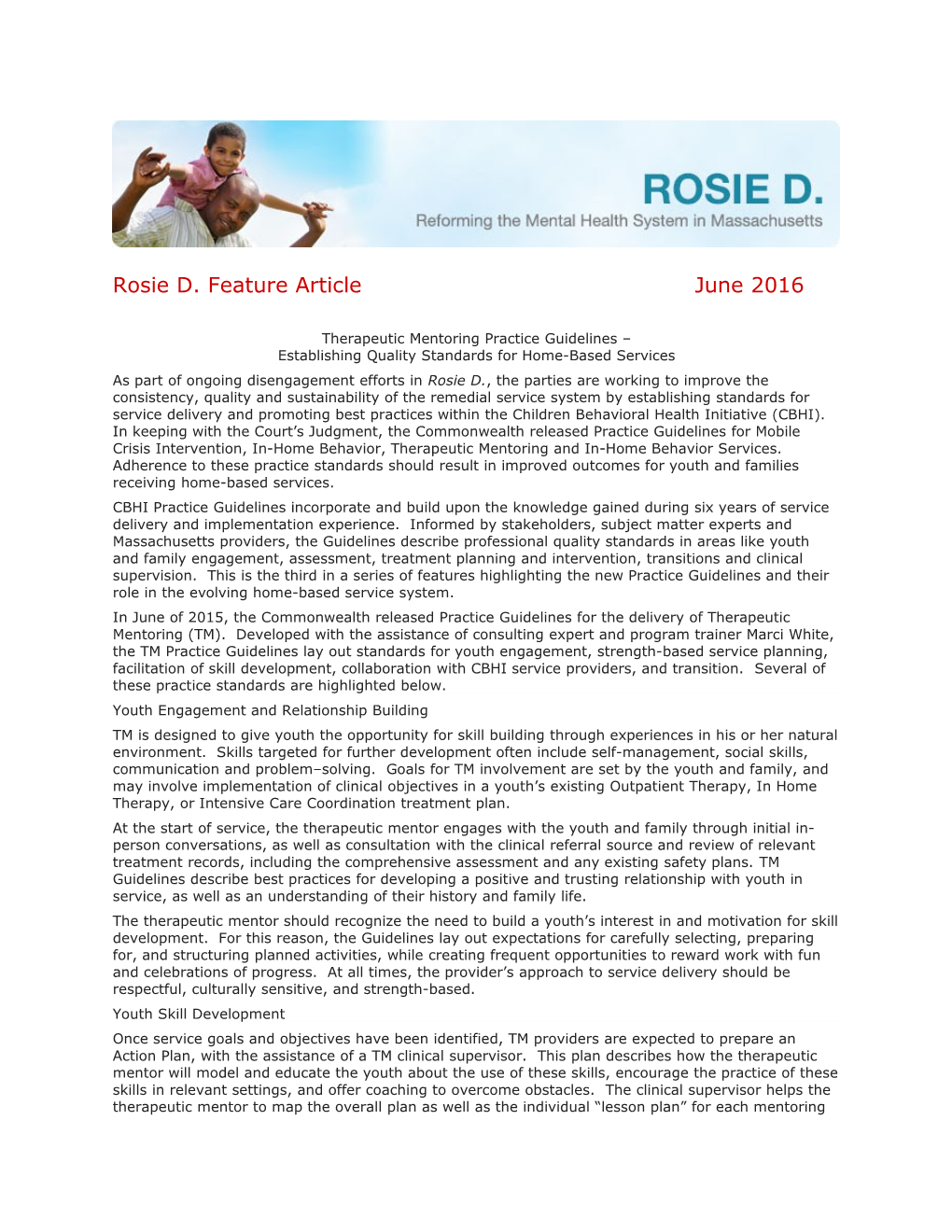 Rosie D. Feature Article June 2016