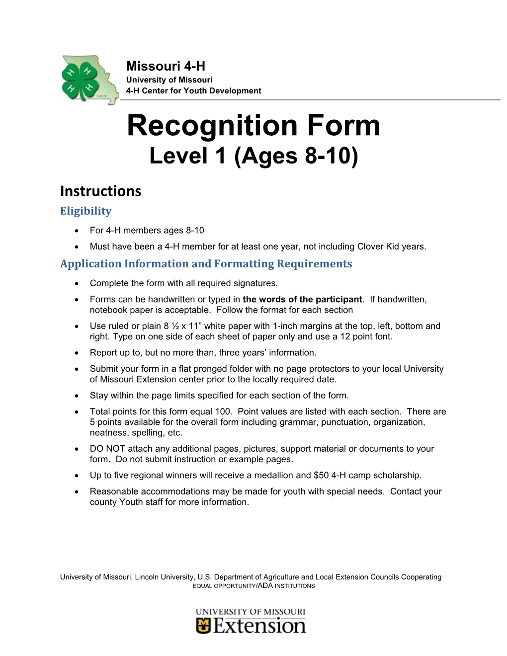 Application Information and Formatting Requirements