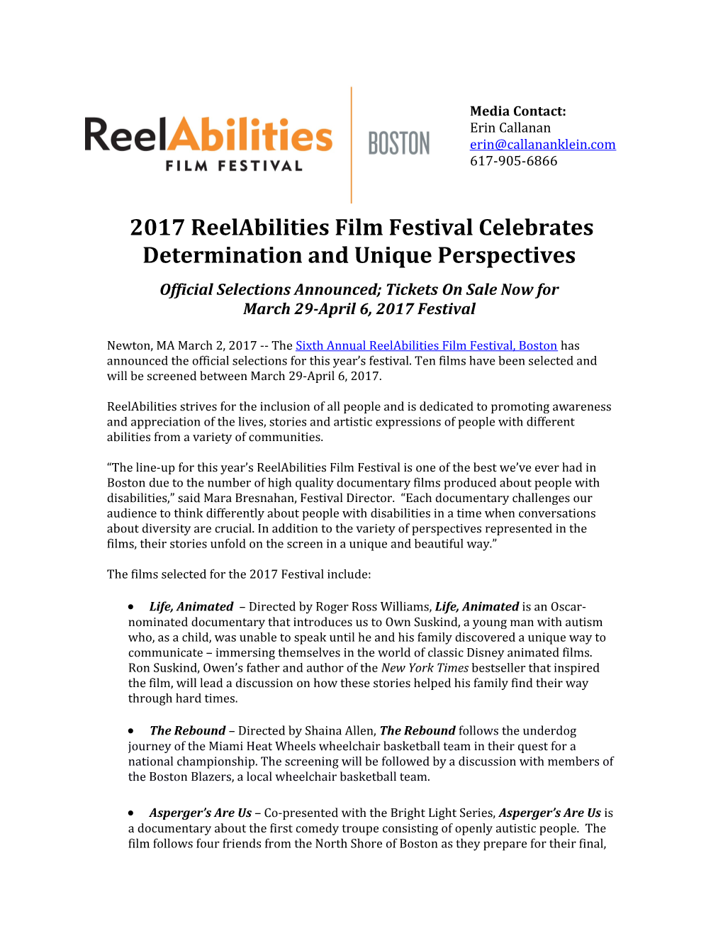 2017 Reelabilities Film Festival Celebrates Determination and Unique Perspectives