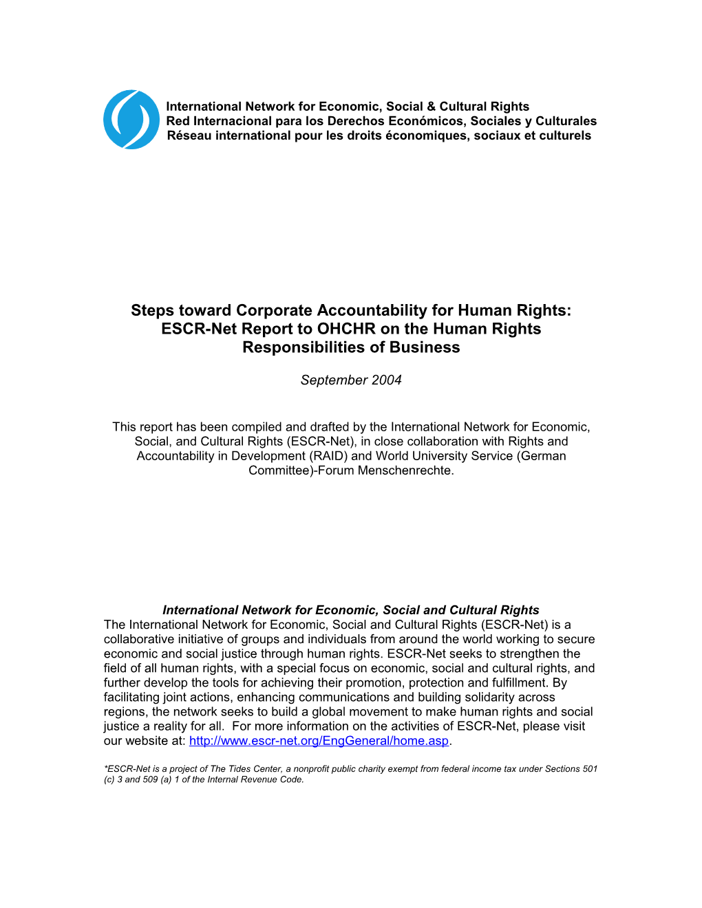 Draft Framework for Input of Human Rights Organizations