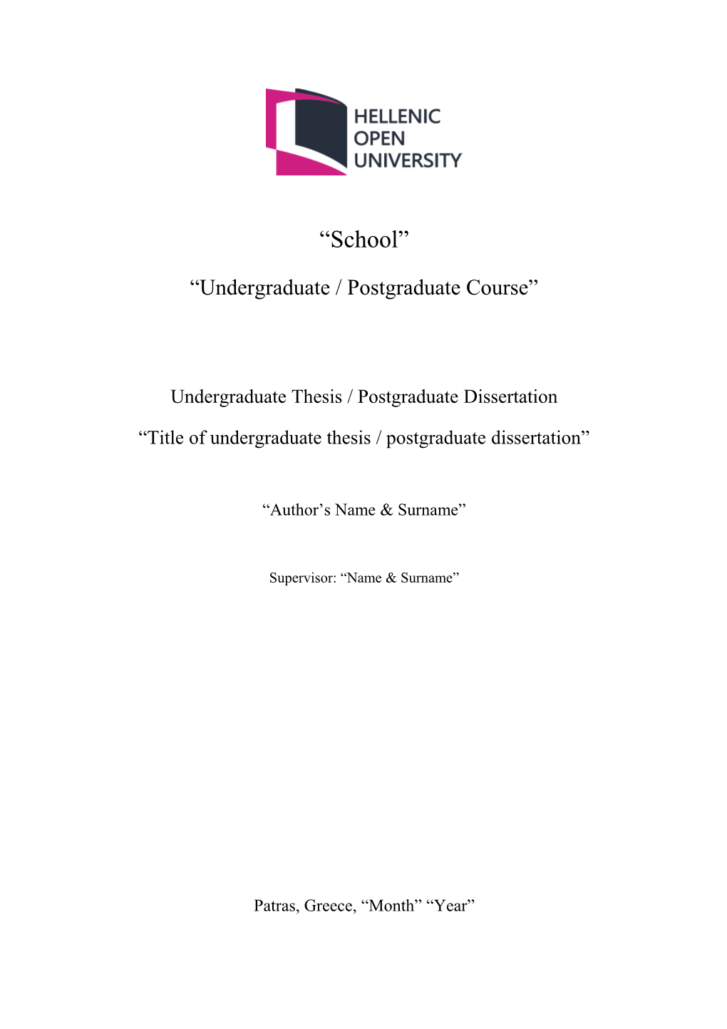 Undergraduate Thesis/ Postgraduate Dissertation