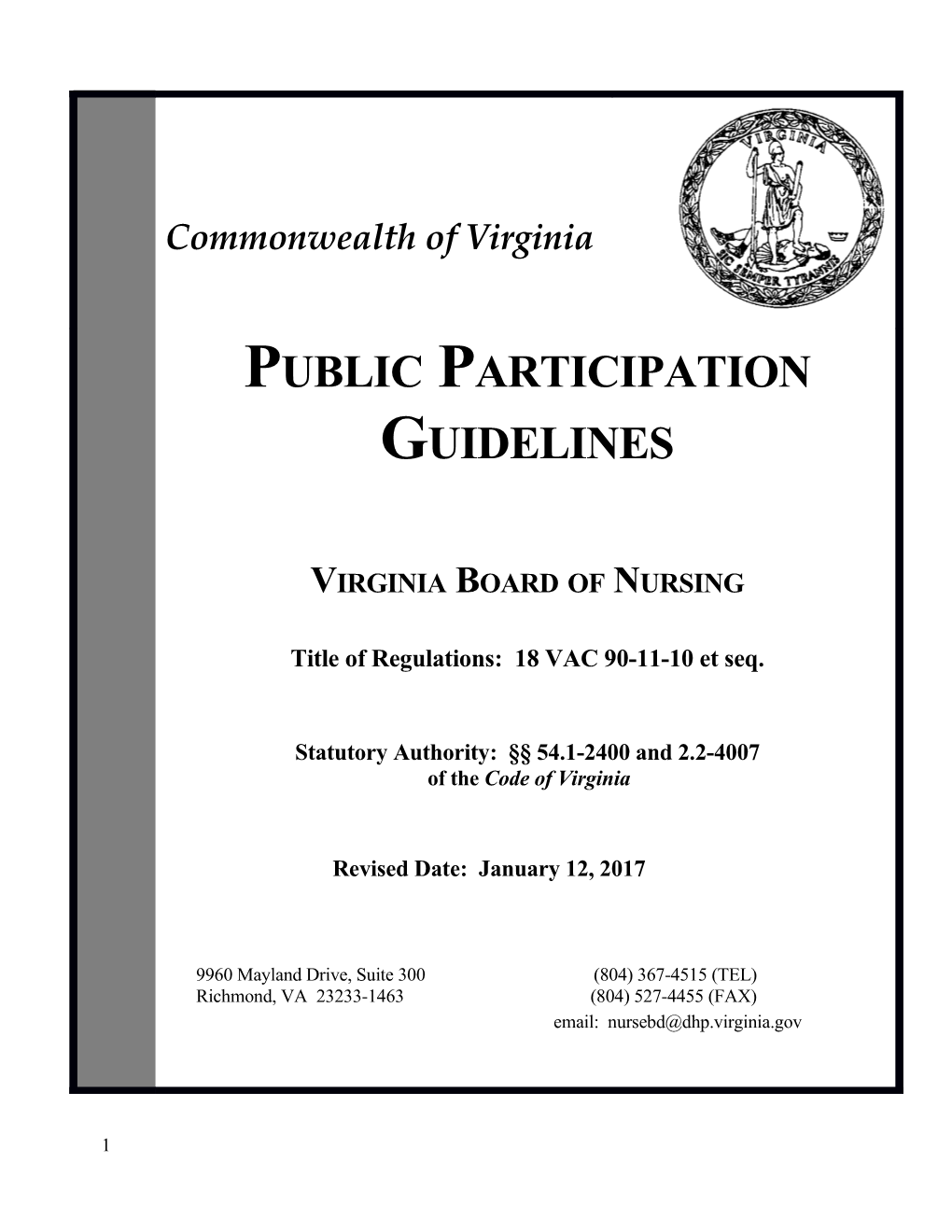 Nursing - Public Participation Guidelines