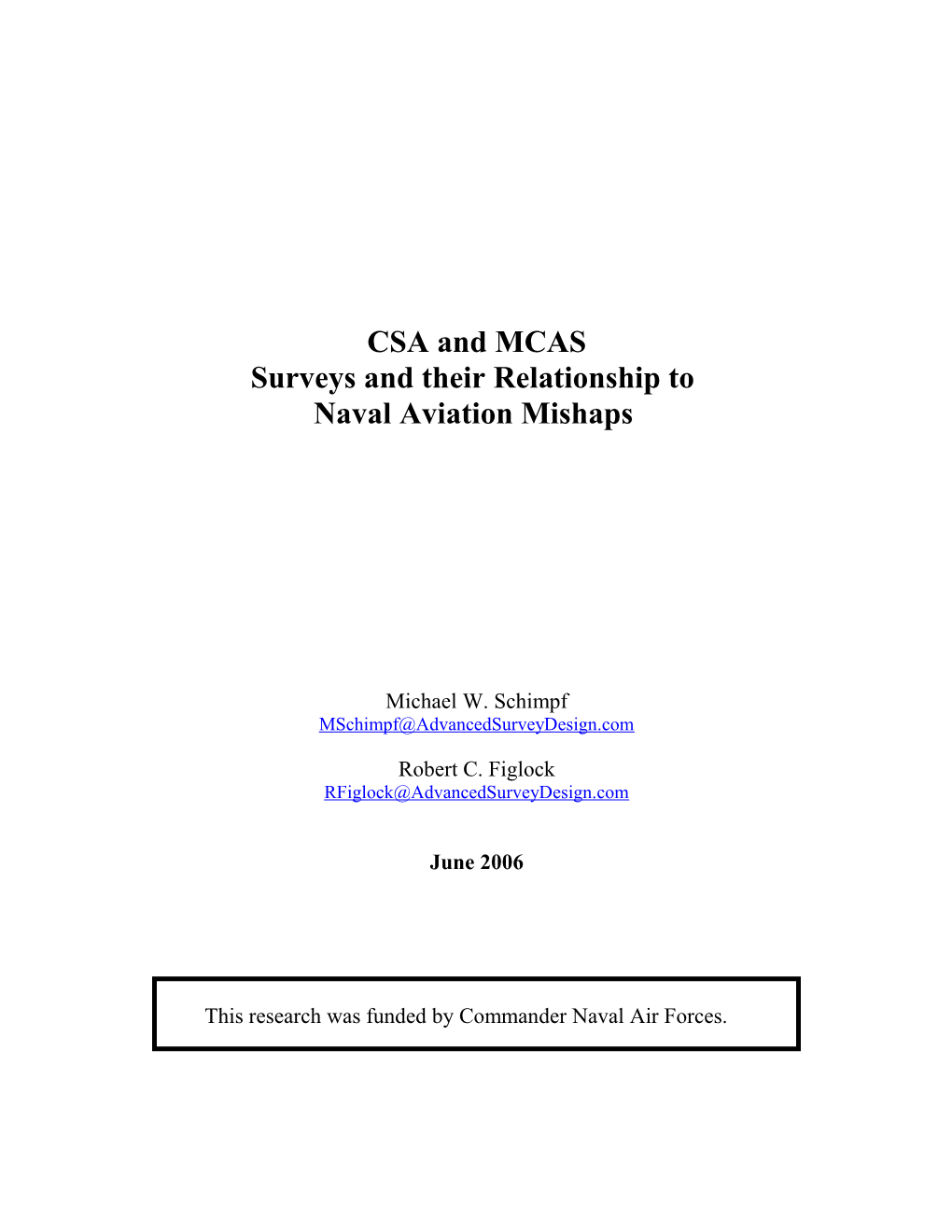 CSA & MCAS Scores Vs Mishap Counts