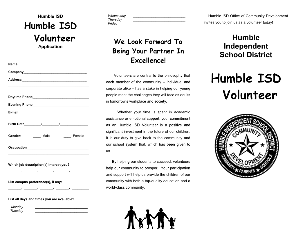 Humble ISD Volunteer