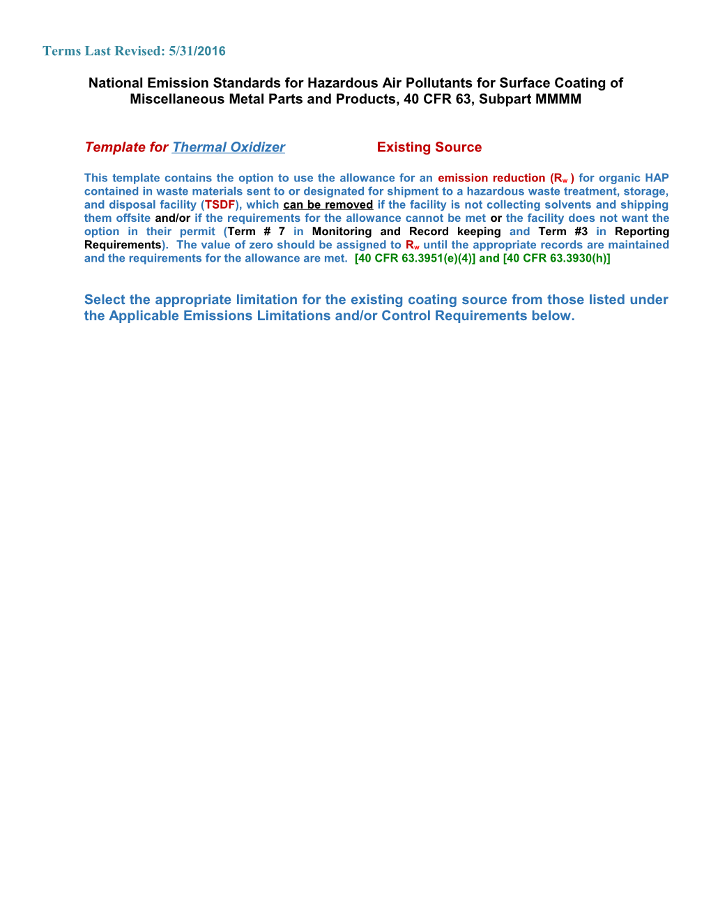 Template Forthermal Oxidizerexisting Source