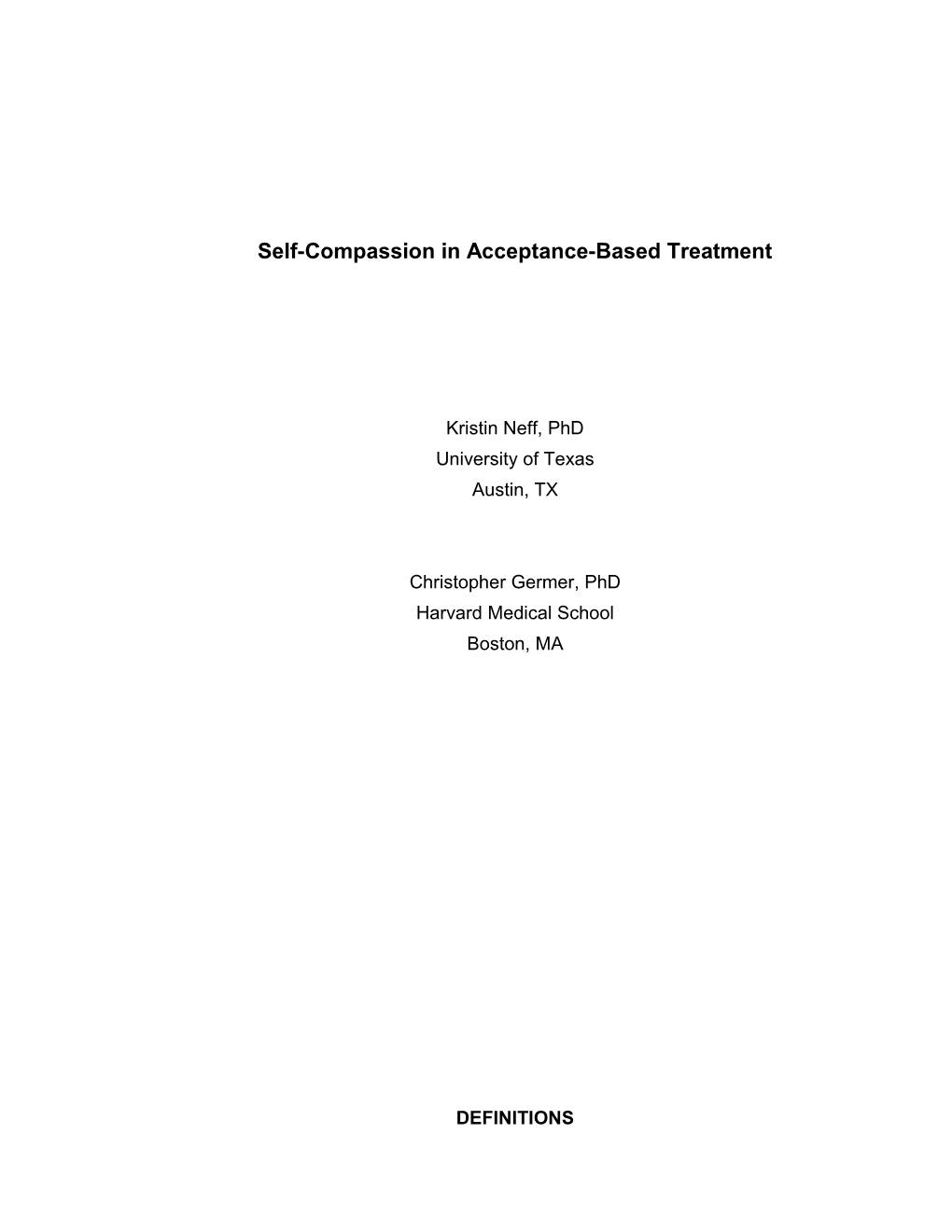 Self-Compassion in Acceptance-Based Treatment