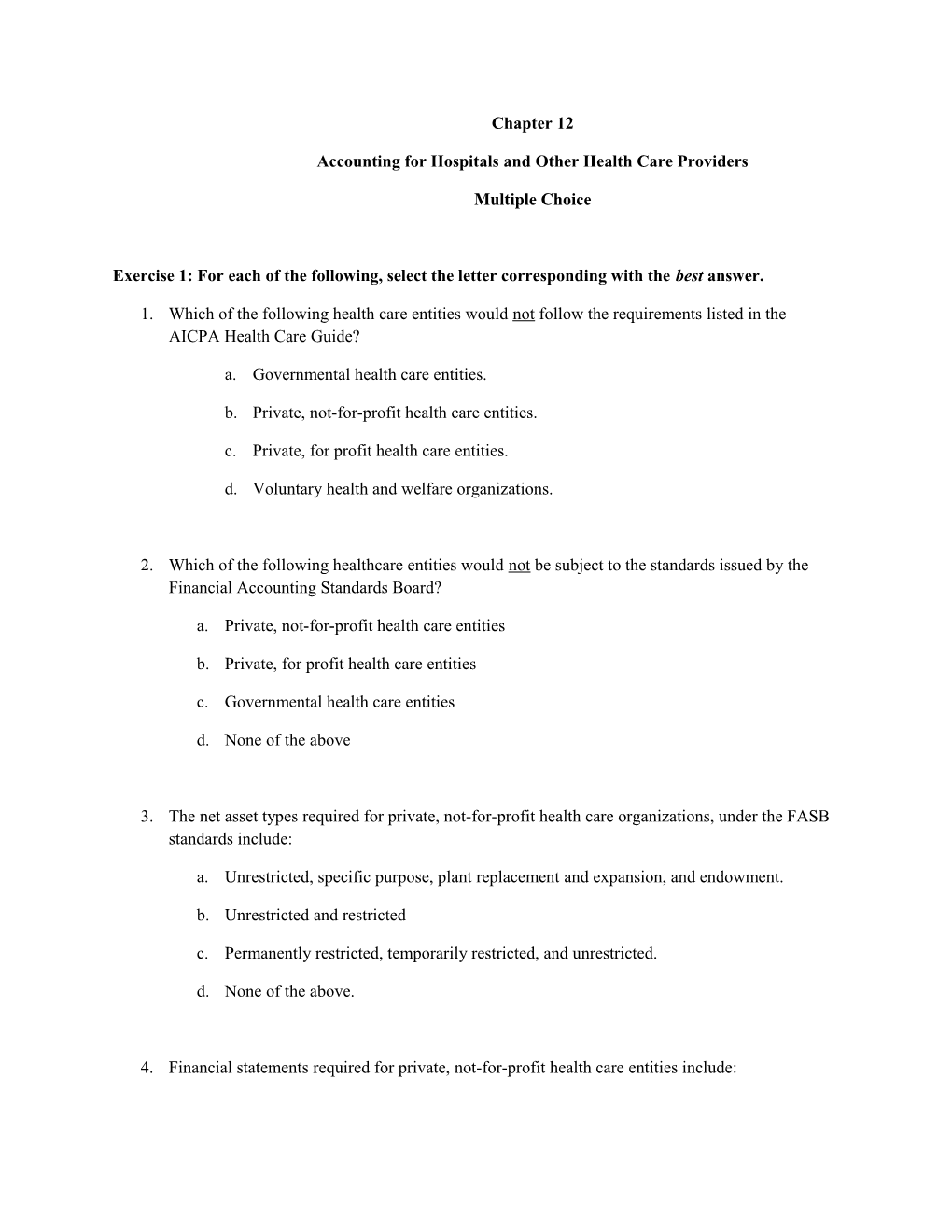 Accounting for Hospitals and Other Health Care Providers