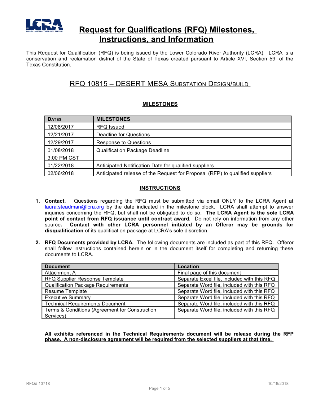 RFP Instructions-Desert Mesa Design Build