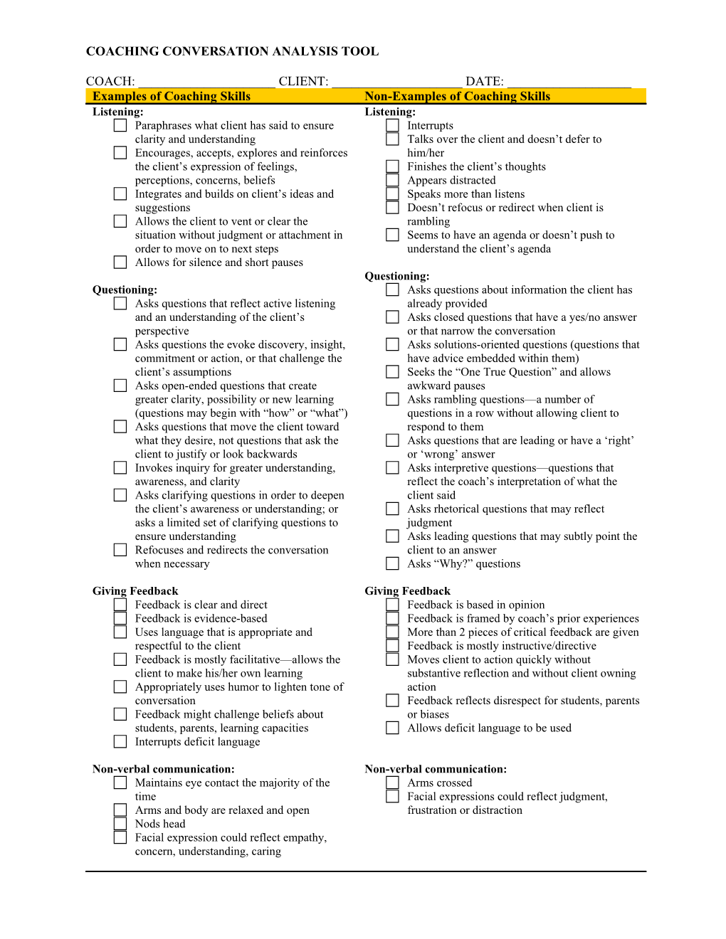 Coaching Conversation Analysis Tool