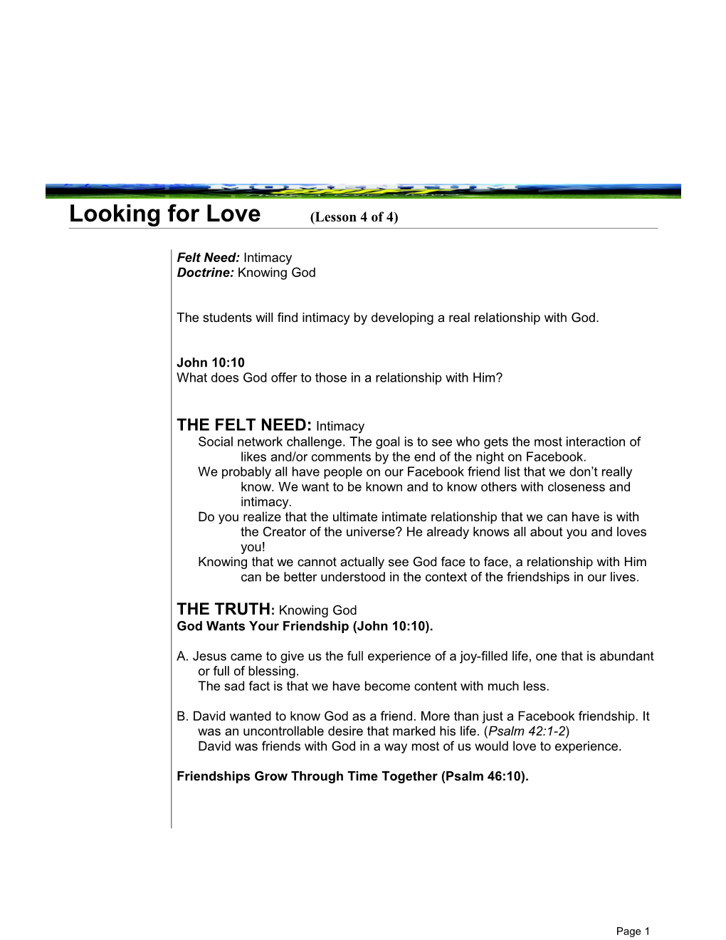 Looking for Love(Lesson 4 of 4)
