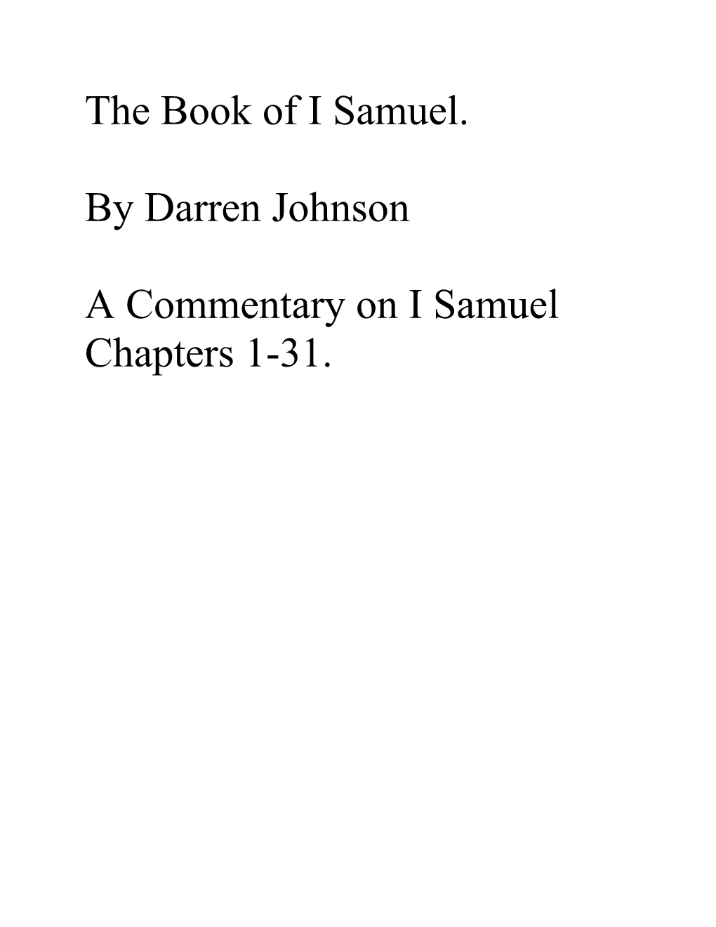 The Book of I Samuel