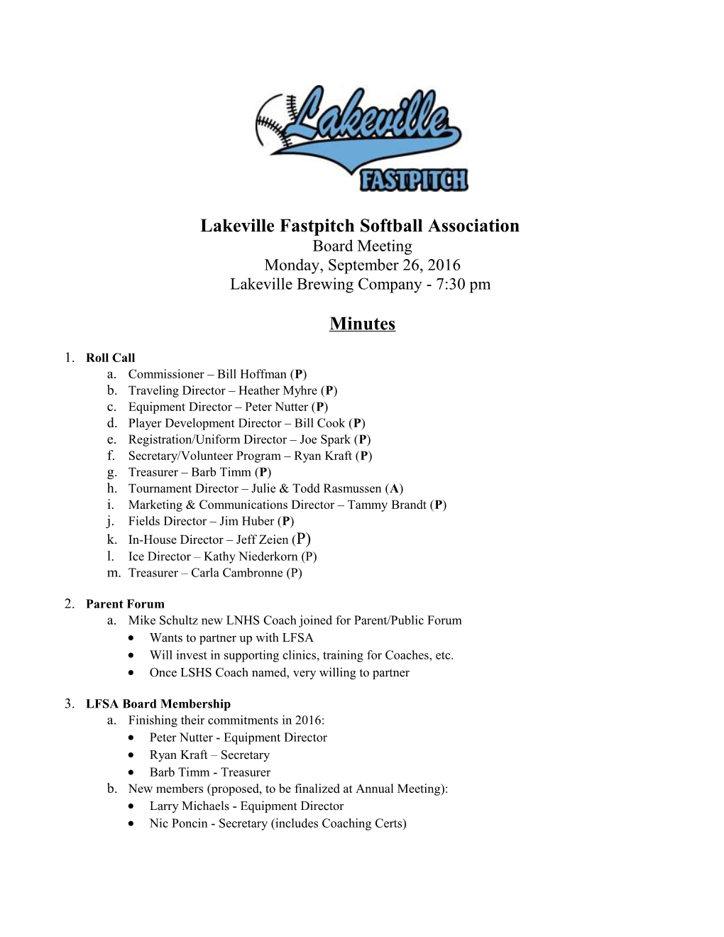Lakeville Fastpitch Softball Association
