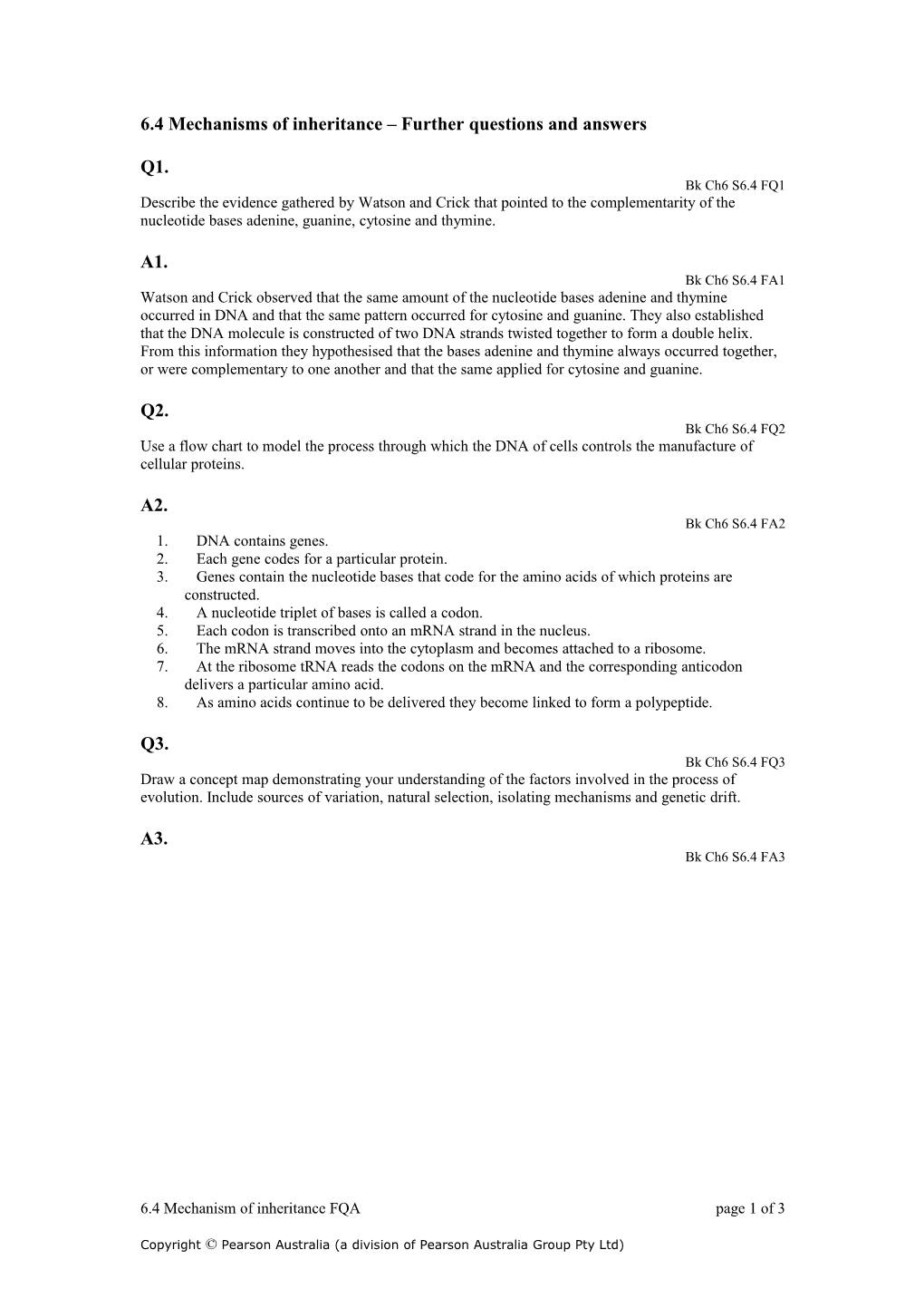 6.4 Mechanisms of Inheritance Further Questions and Answers