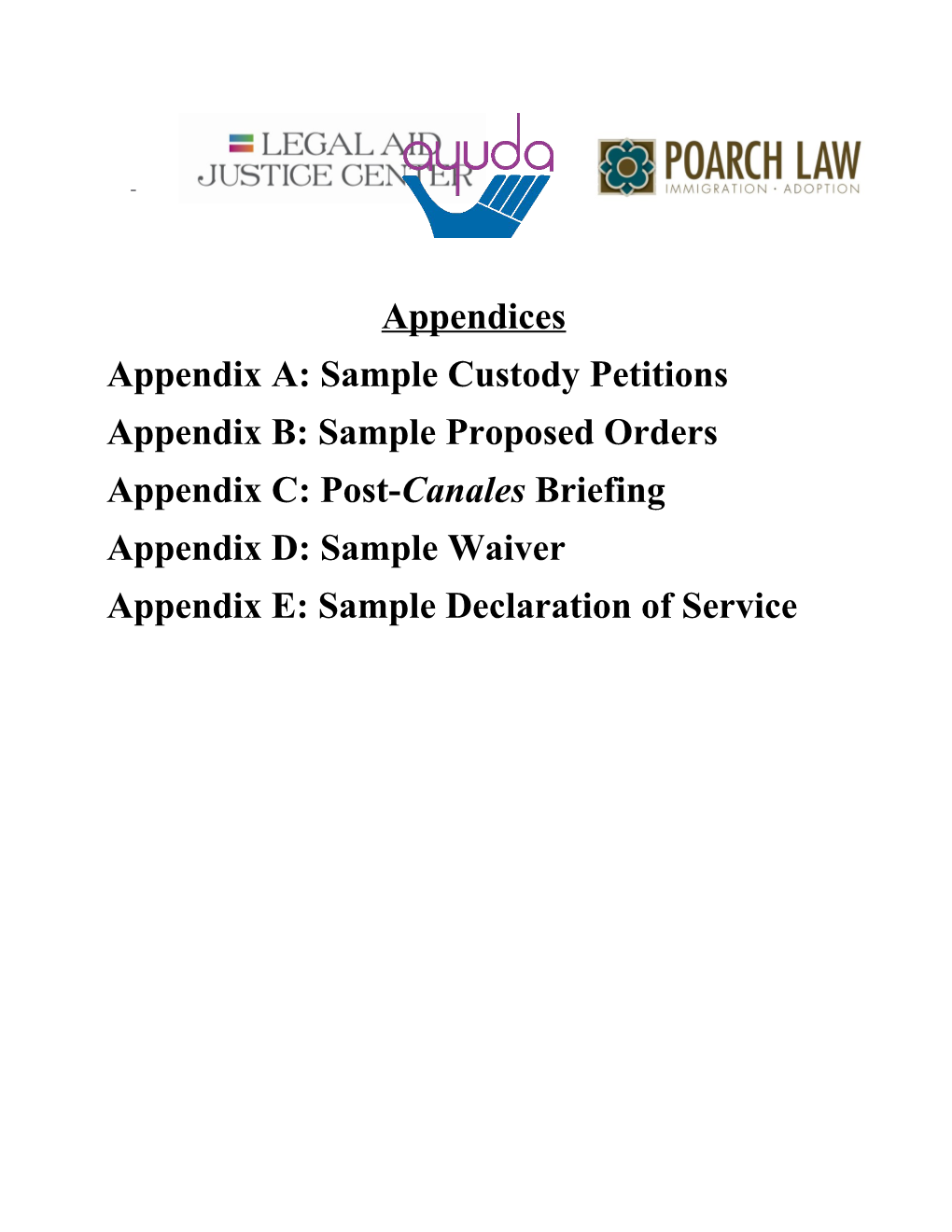 Appendix A: Sample Custody Petitions